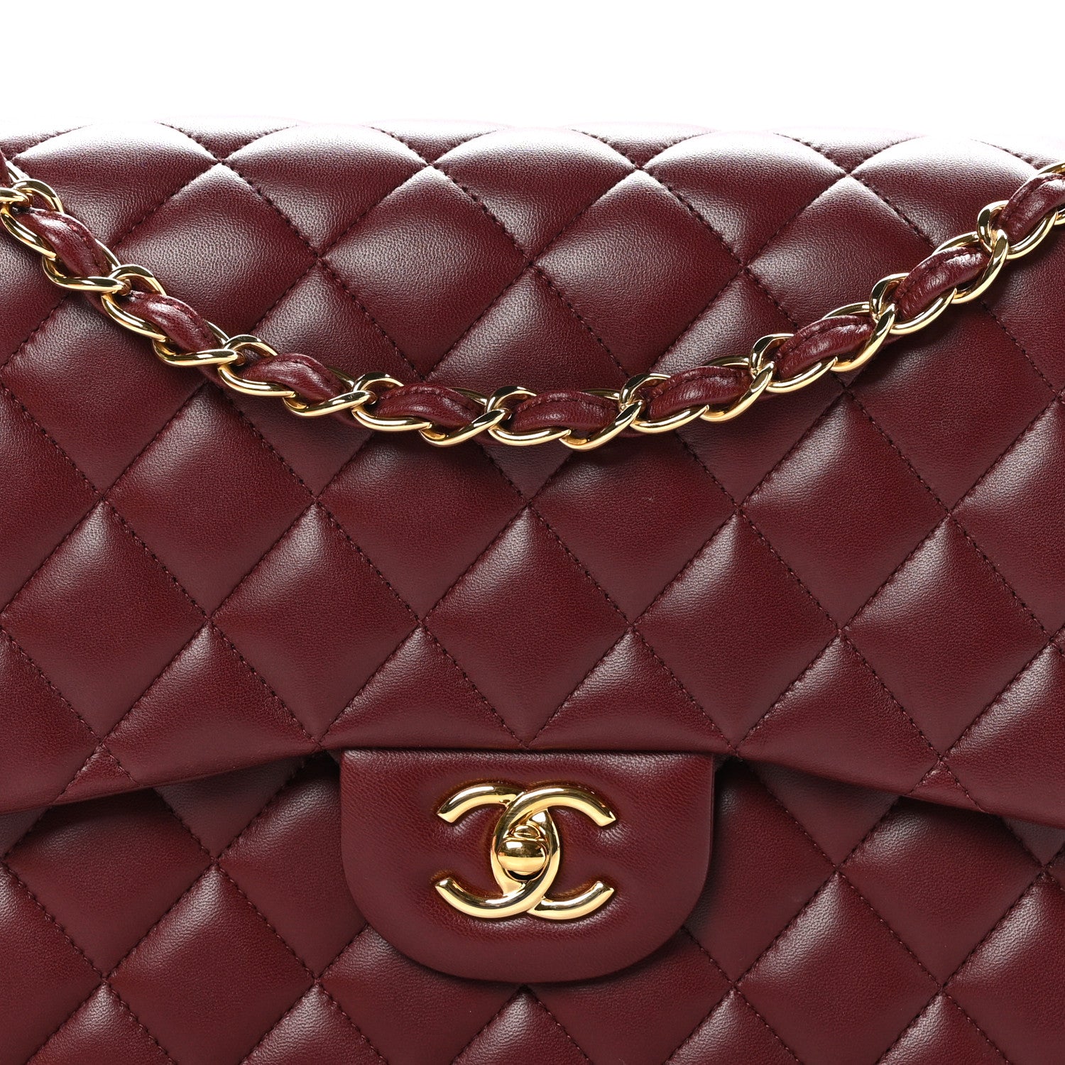 Chanel Lambskin Quilted Jumbo Double Flap Burgundy 8 of 11