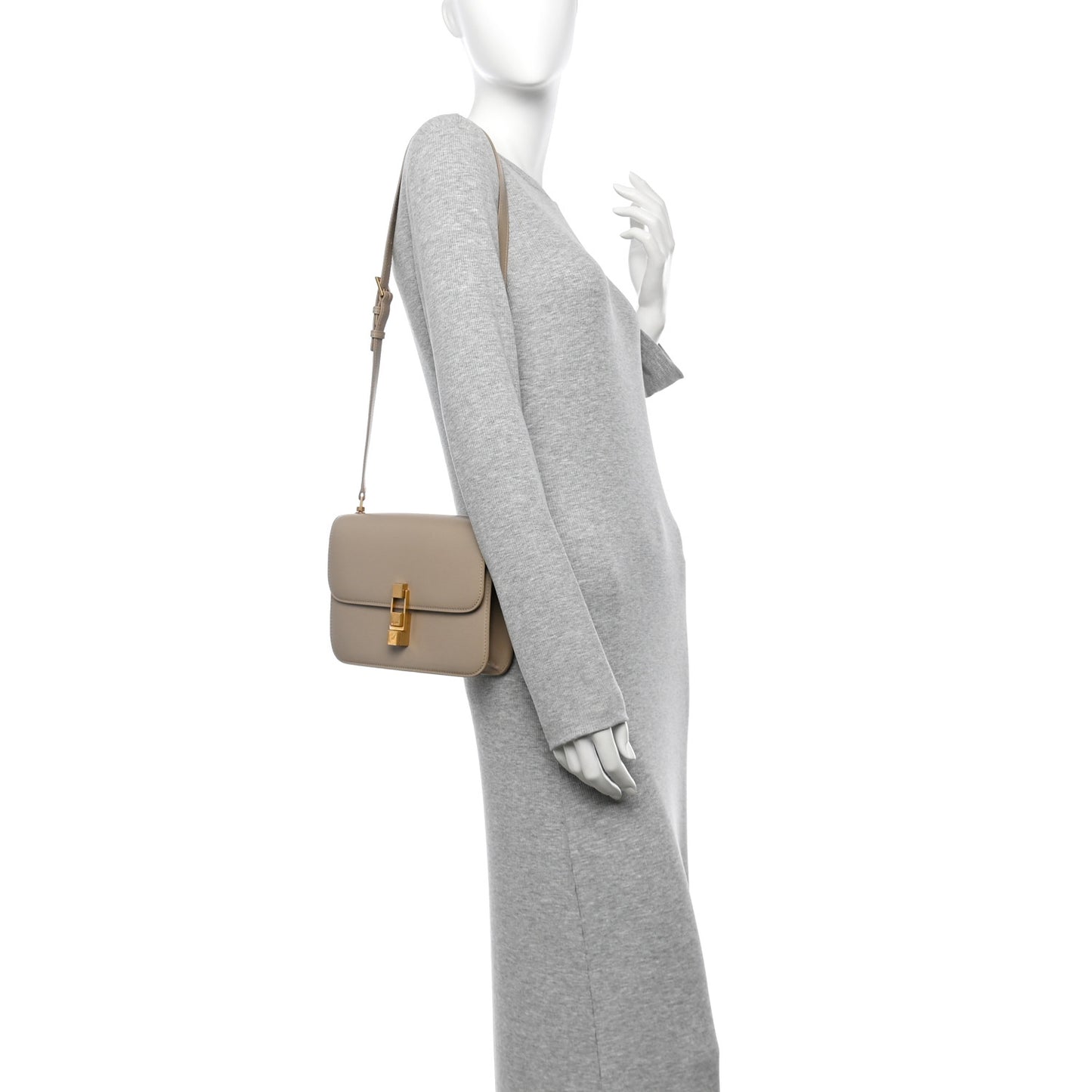 Smooth Calfskin Le Carre Satchel Dark Beige
