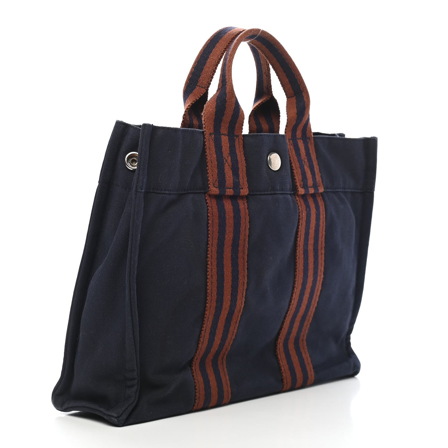 Hermes Canvas Tout Fourre PM Navy Brown 3 of 9