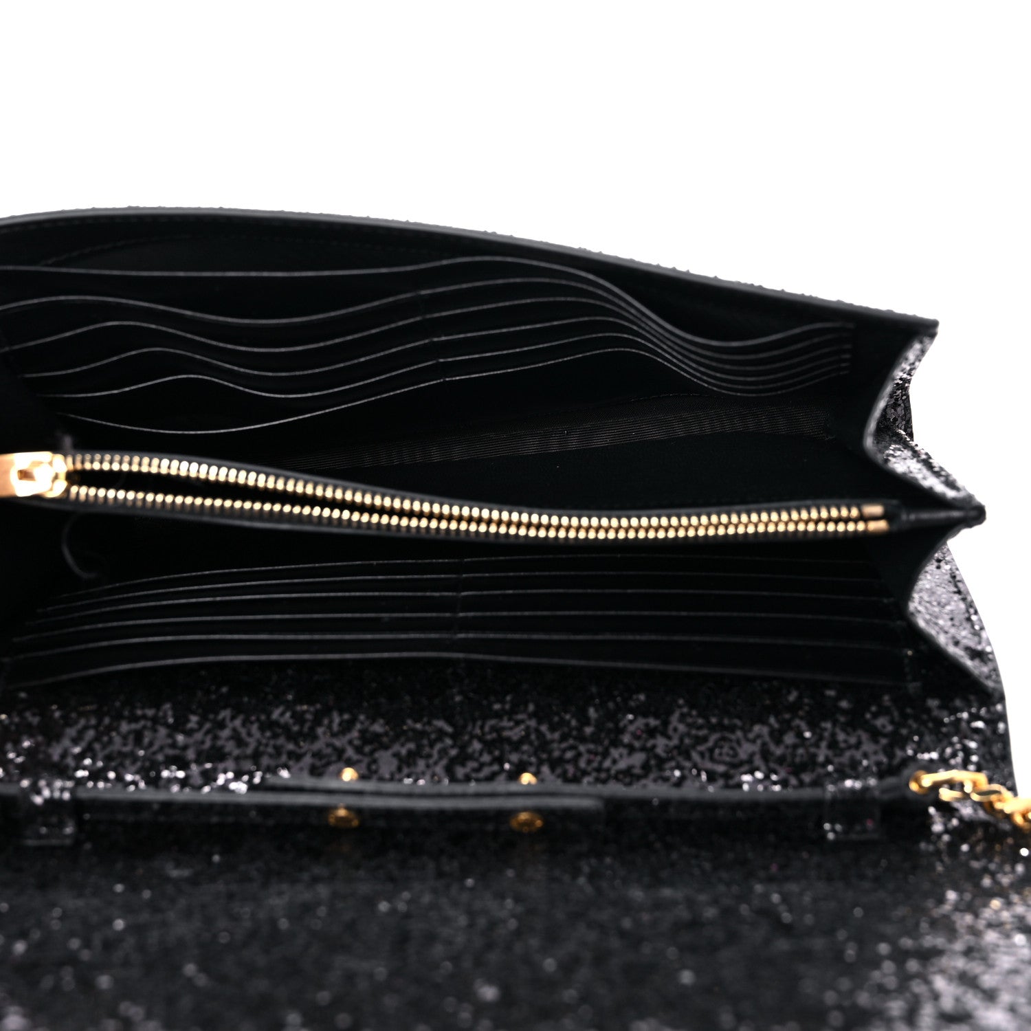 Saint Laurent Glitter Classic Monogram Galactica Chain Wallet Black 5 of 10