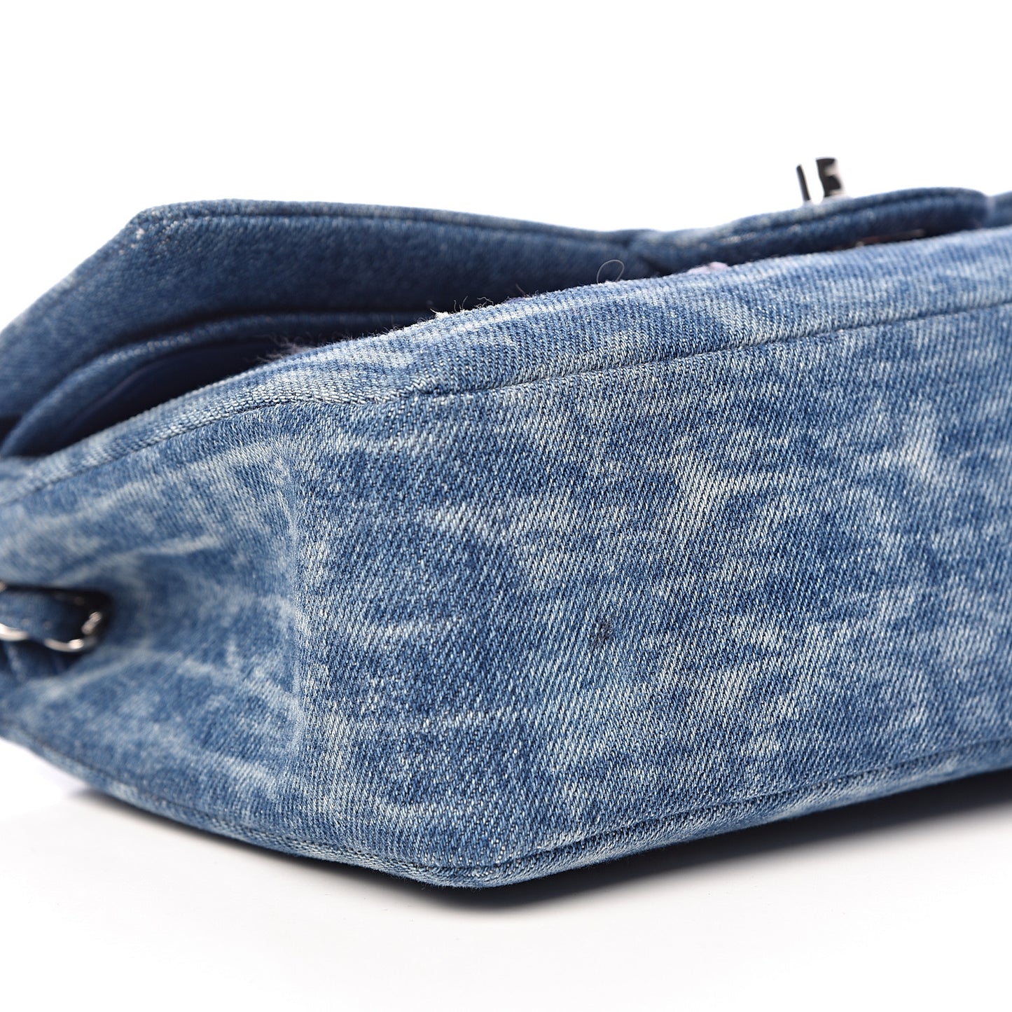 Denim Tweed Quilted Medium Double Flap Blue