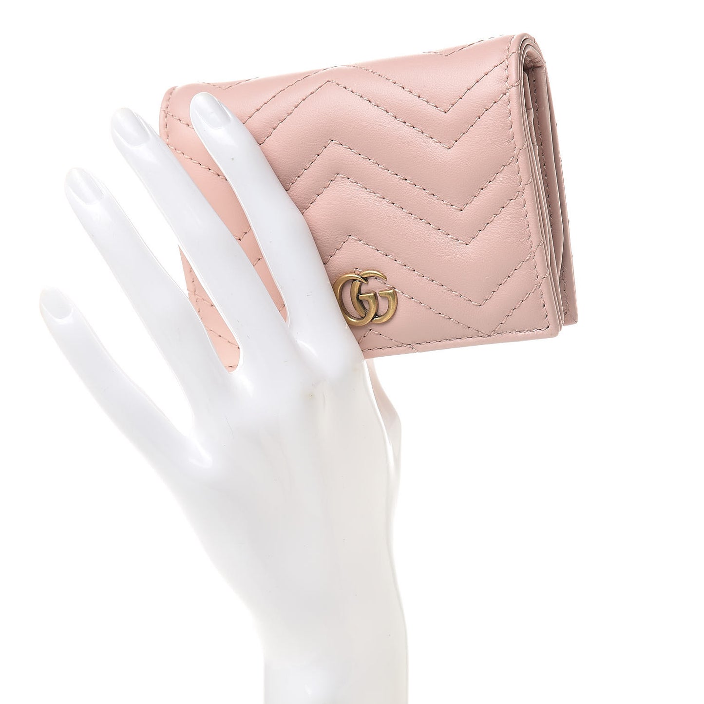 Calfskin Matelasse GG Marmont Card Case Wallet Perfect Pink