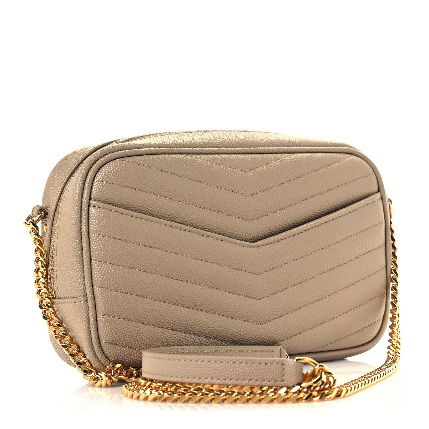Saint Laurent Grain De Poudre Matelasse Monogram Mini Lou Camera Bag Dark Beige 2 of 11