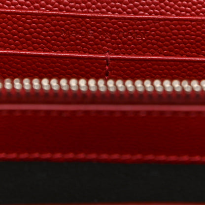 Saint Laurent Grain De Poudre Matelasse Chevron Monogram Chain Wallet Red 6 of 9
