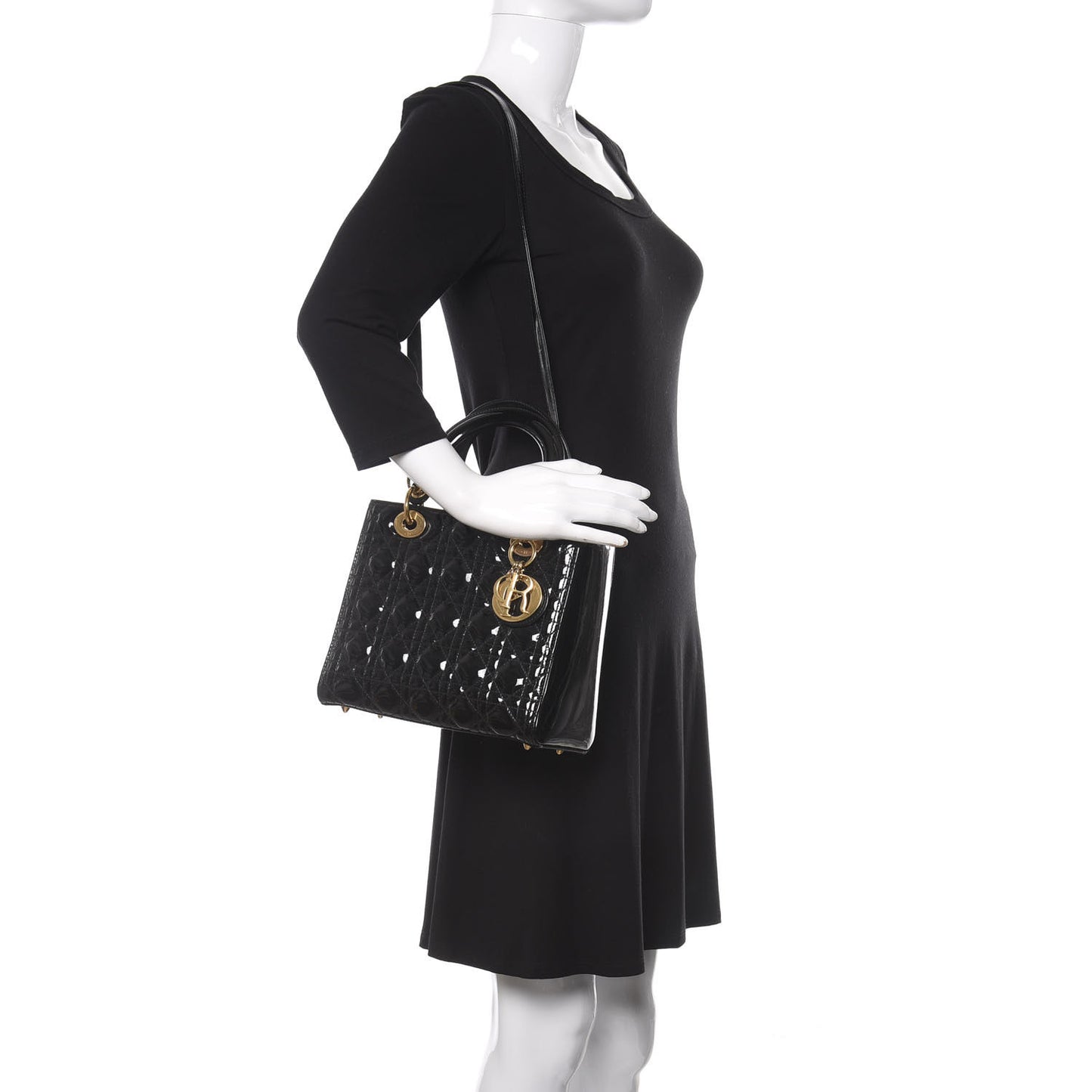 Patent Cannage Medium Lady Dior Black