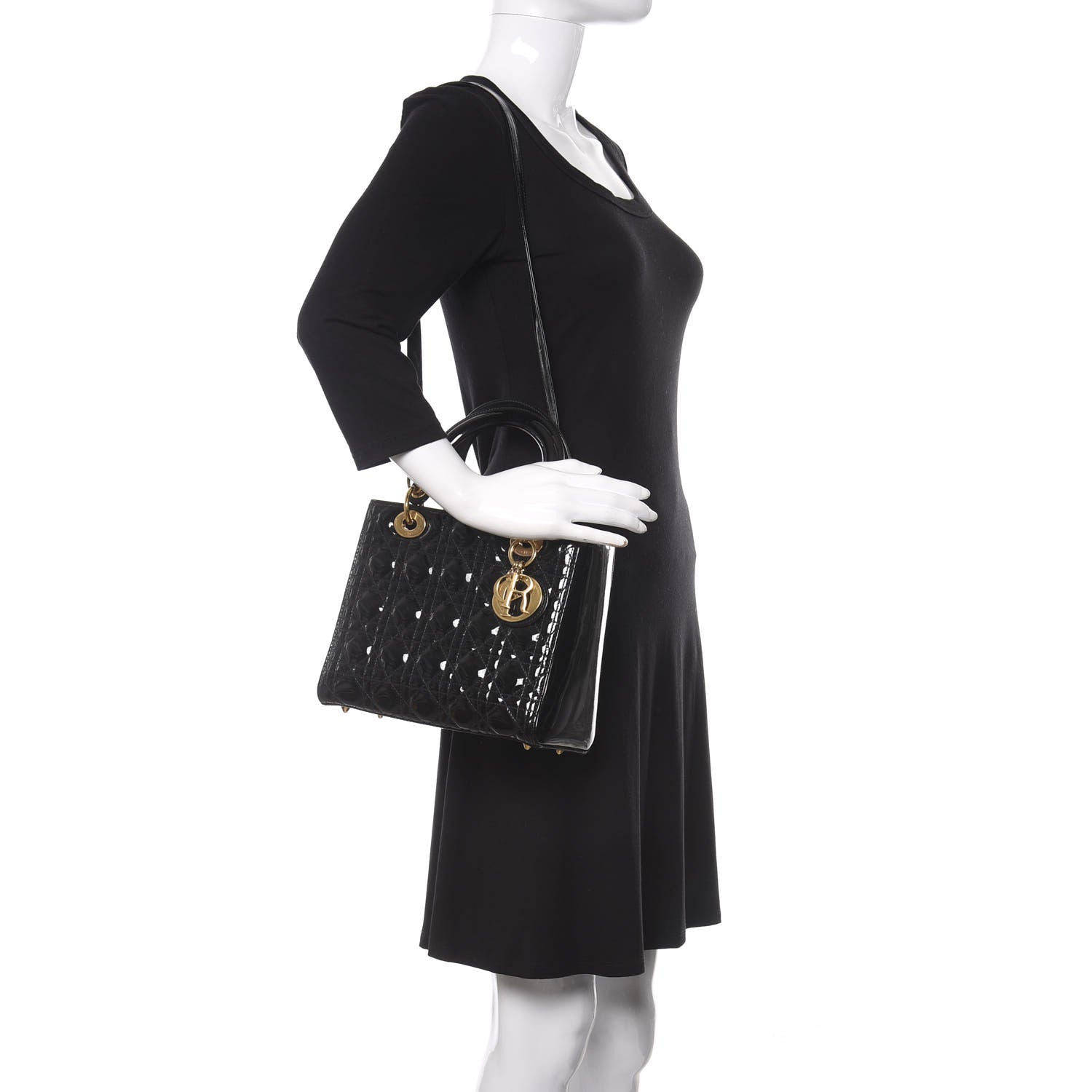 Christian Dior Patent Cannage Medium Lady Dior Black 2 of 9