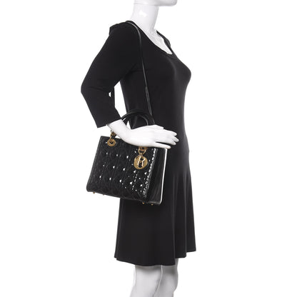 Christian Dior Patent Cannage Medium Lady Dior Black 2 of 9