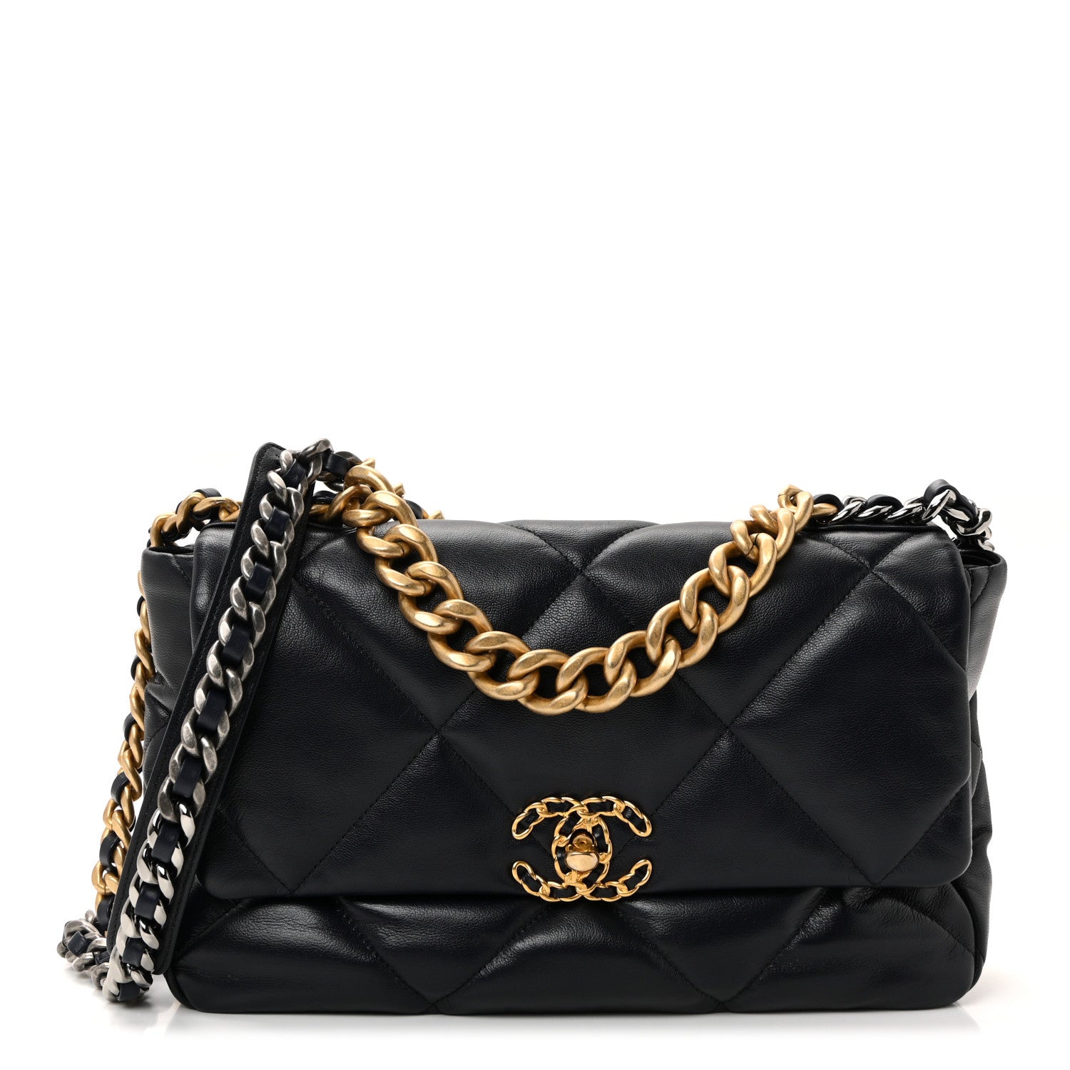 Chanel Goatskin Quilted Large Chanel 19 Flap Navy Blue 1 of 10