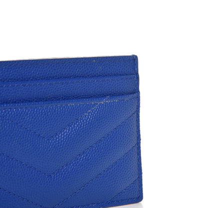 Saint Laurent Grain De Poudre Matelasse Monogram Credit Card Case Blue Majorelle 6 of 8