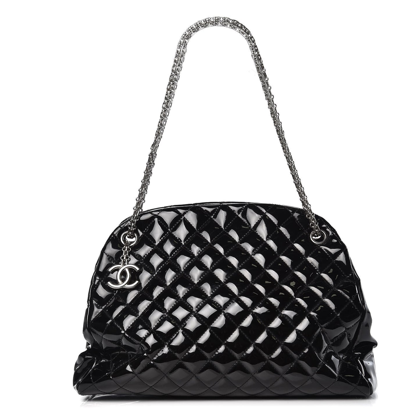 Patent Quilted Large Just Mademoiselle Bowling Bag Black