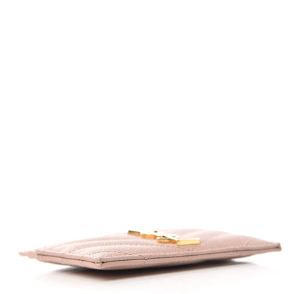 Saint Laurent Grain De Poudre Matelasse Chevron Monogram Credit Card Case Pale Blush 4 of 6