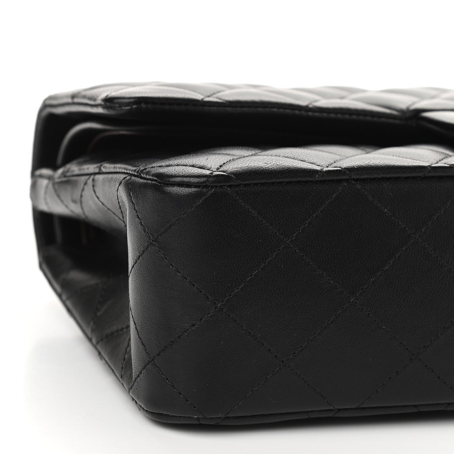 Lambskin Quilted Medium Double Flap Black