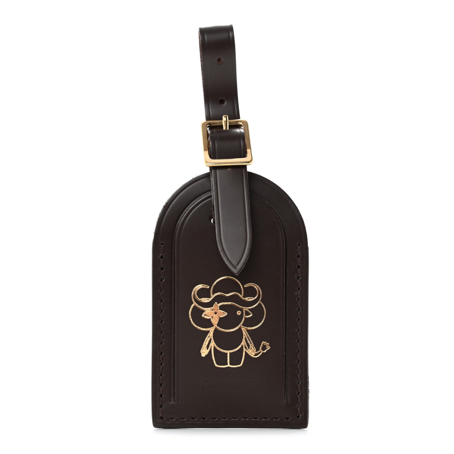 Calfskin Year of the Ox Vivienne Luggage Tag Ebene