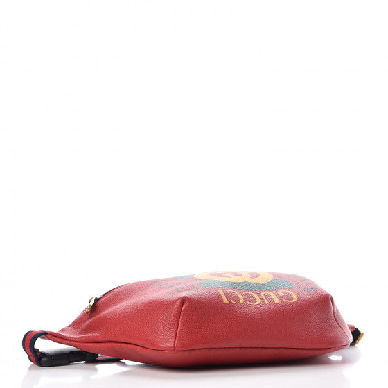 Grained Calfskin Logo Belt Bag Hibiscus Red