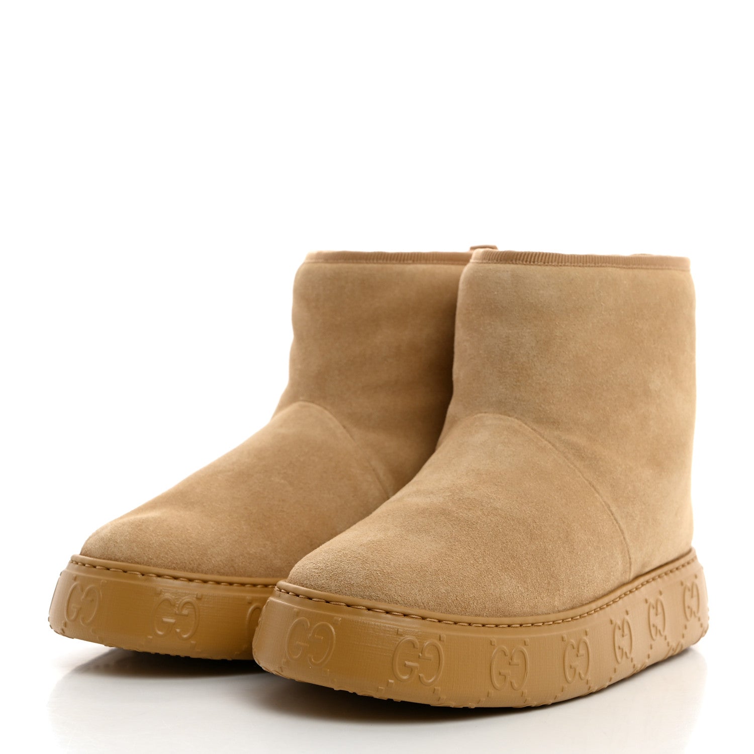 Gucci Suede Wool Womens Prestige Booties 37 Butterscotch 3 of 9