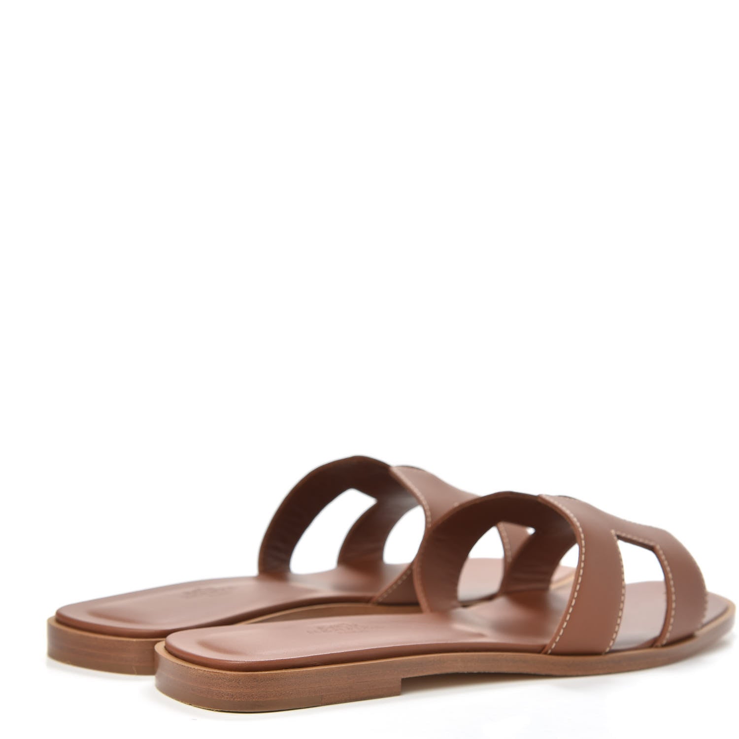 Hermes Box Calfskin Oran Sandals 37.5 Gold 4 of 8