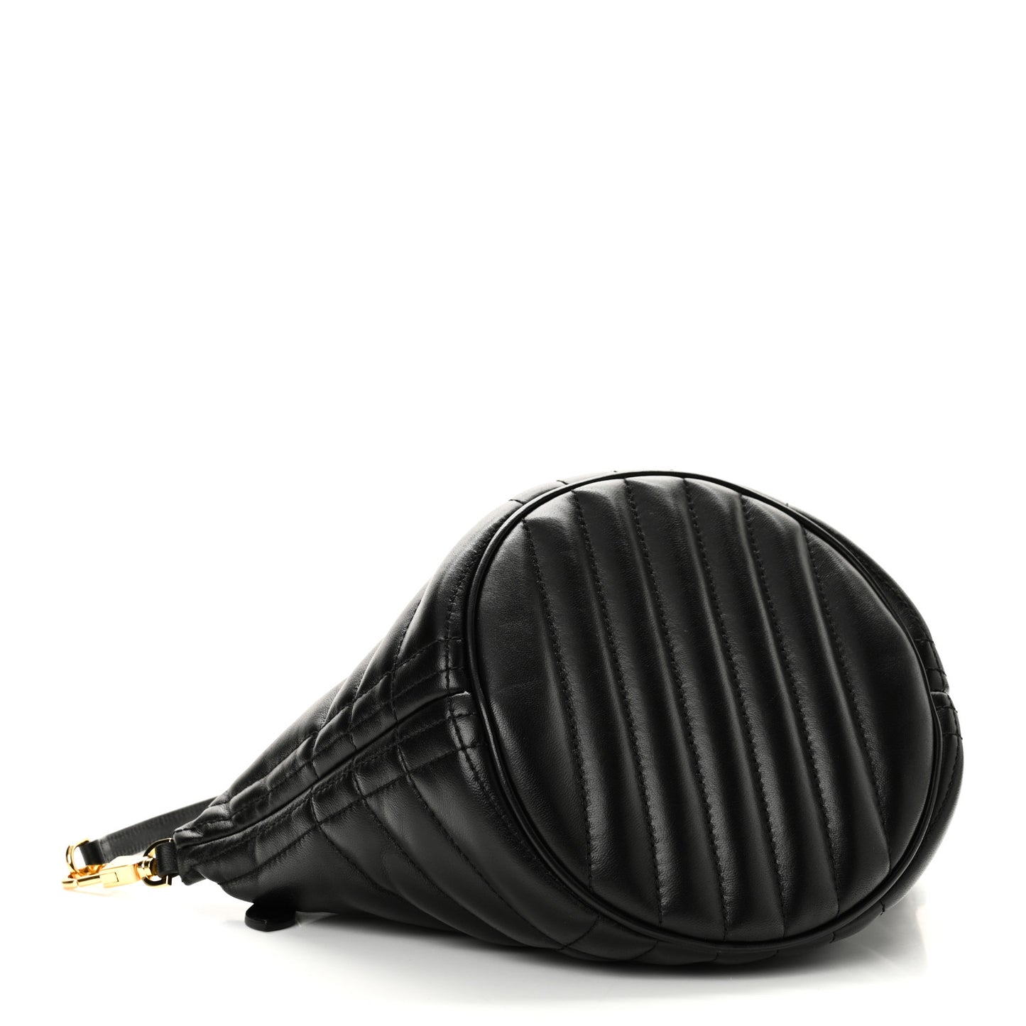 Lambskin Quilted Small Crescent Lola Bag Black