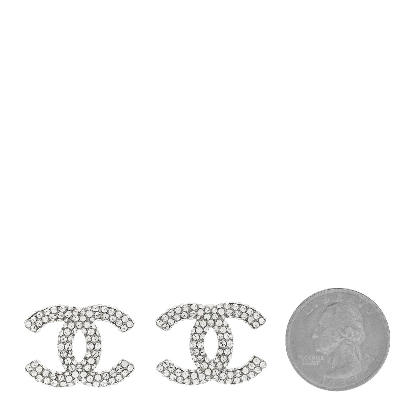 Crystal CC Treasure Chest Earrings Silver