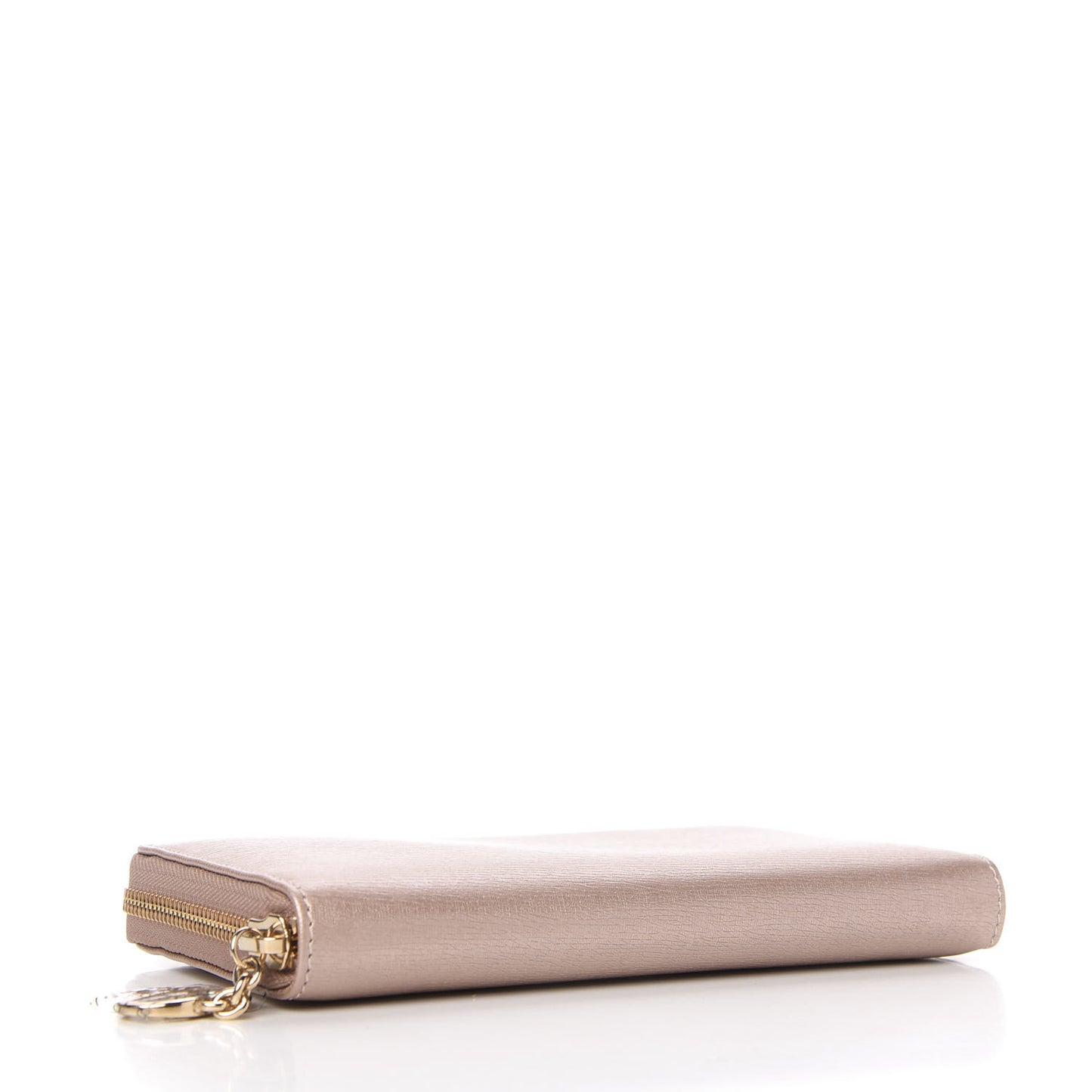 Metallic Shangai Calfskin Lovely Zip Around Wallet Dark Shell
