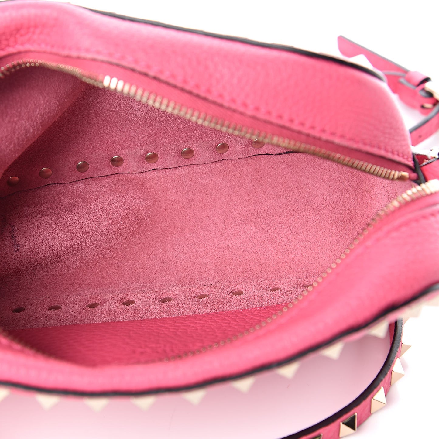 Pebbled Calfskin Rockstud Camera Crossbody Bag Peony