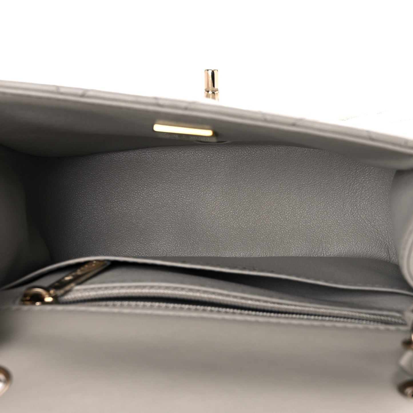 Lambskin Quilted Mini Square Flap Light Grey