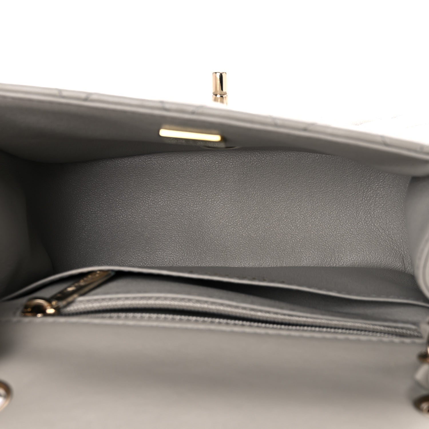 Chanel Lambskin Quilted Mini Square Flap Light Grey 4 of 9