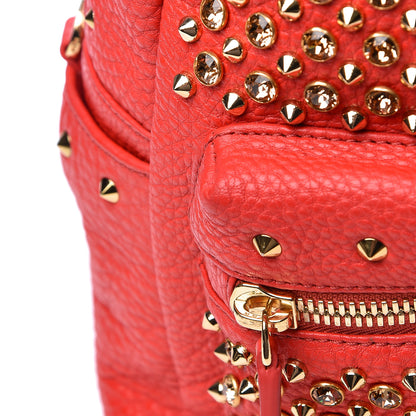 MCM Calfskin Swarovski Small Stark Diamond Backpack Red 15 of 16