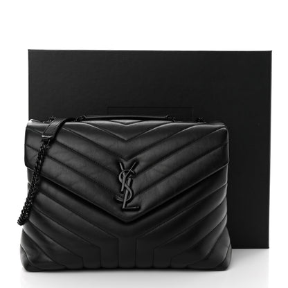 Saint Laurent Calfskin Y Quilted Monogram Monochrome Medium Loulou Chain Satchel Black 12 of 12