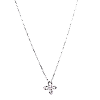 Mikimoto 18K White Gold Pearl 4mm Flower Pendant Necklace 1 of 6