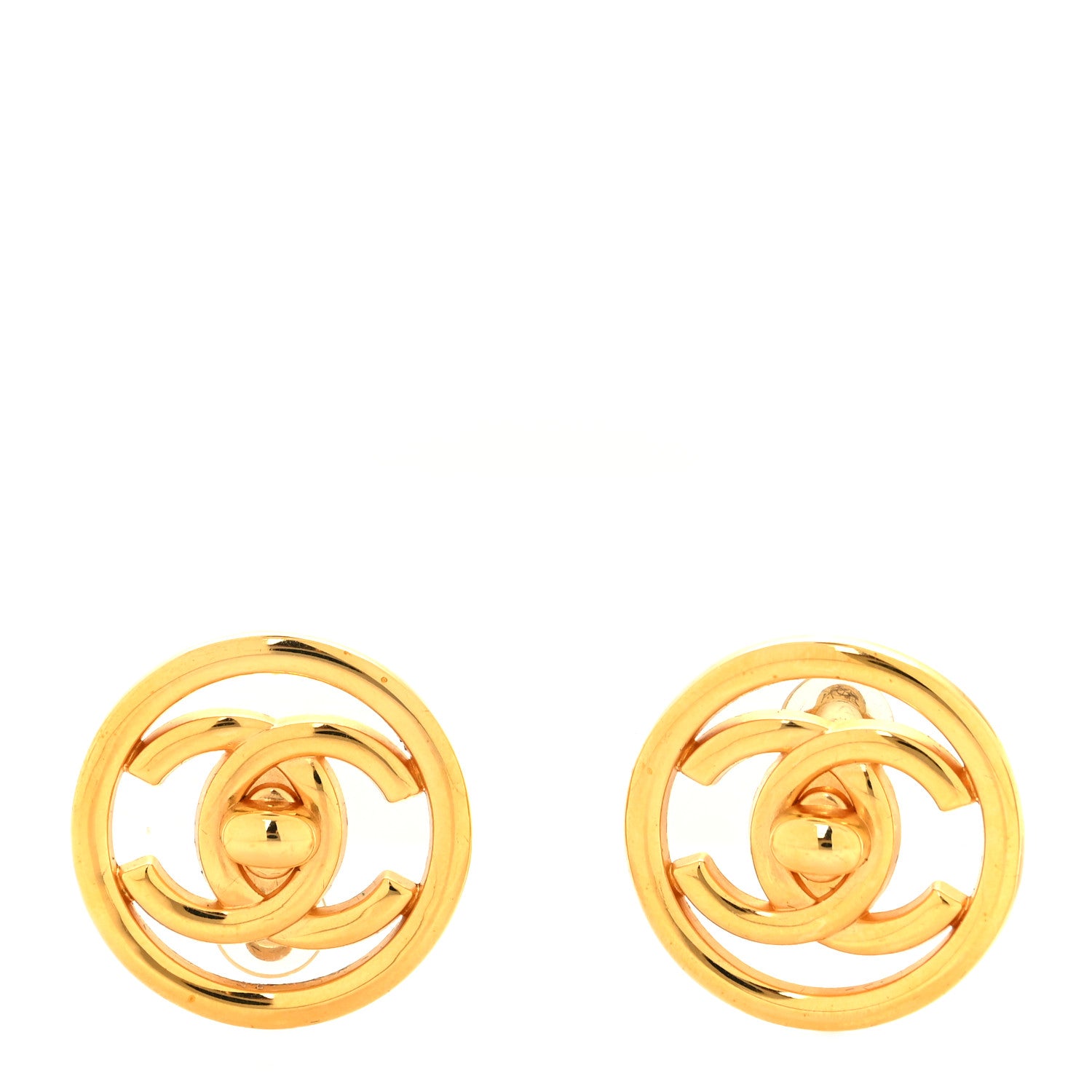 Chanel Metal CC Turnlock Clip On Earrings Gold 1 of 5