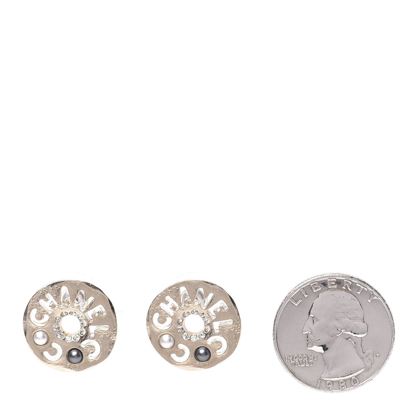 Crystal Pearl Papyrus Stud Earrings Gold Grey