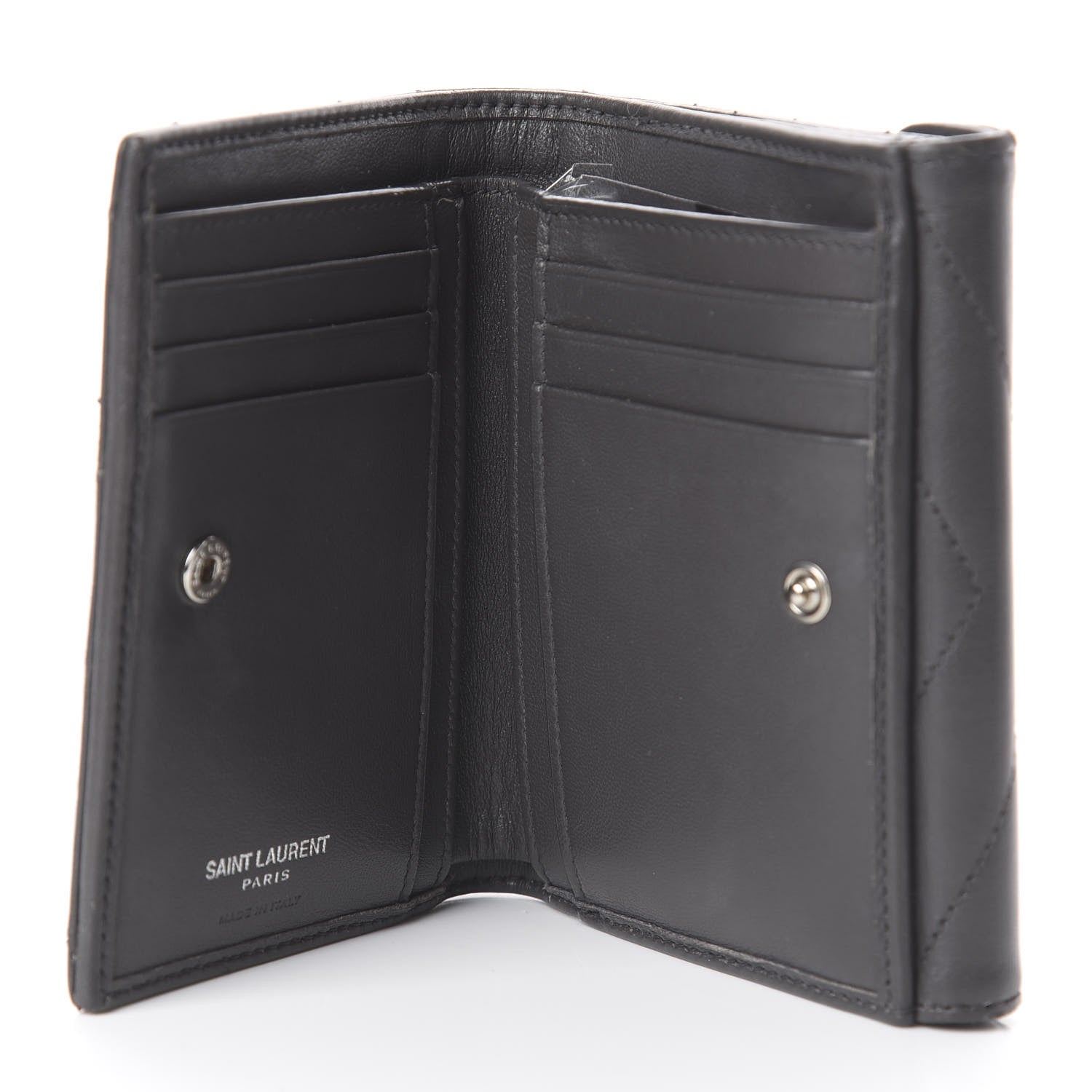 Saint Laurent Lambskin Y Quilted Monogram Compact Loulou Wallet Asphalt 4 of 5