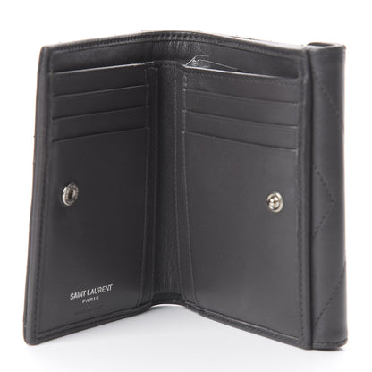 Saint Laurent Lambskin Y Quilted Monogram Compact Loulou Wallet Asphalt 4 of 5
