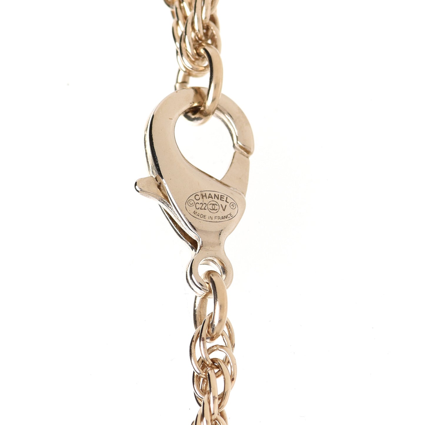 Pearl CC Round Pendant Necklace Gold