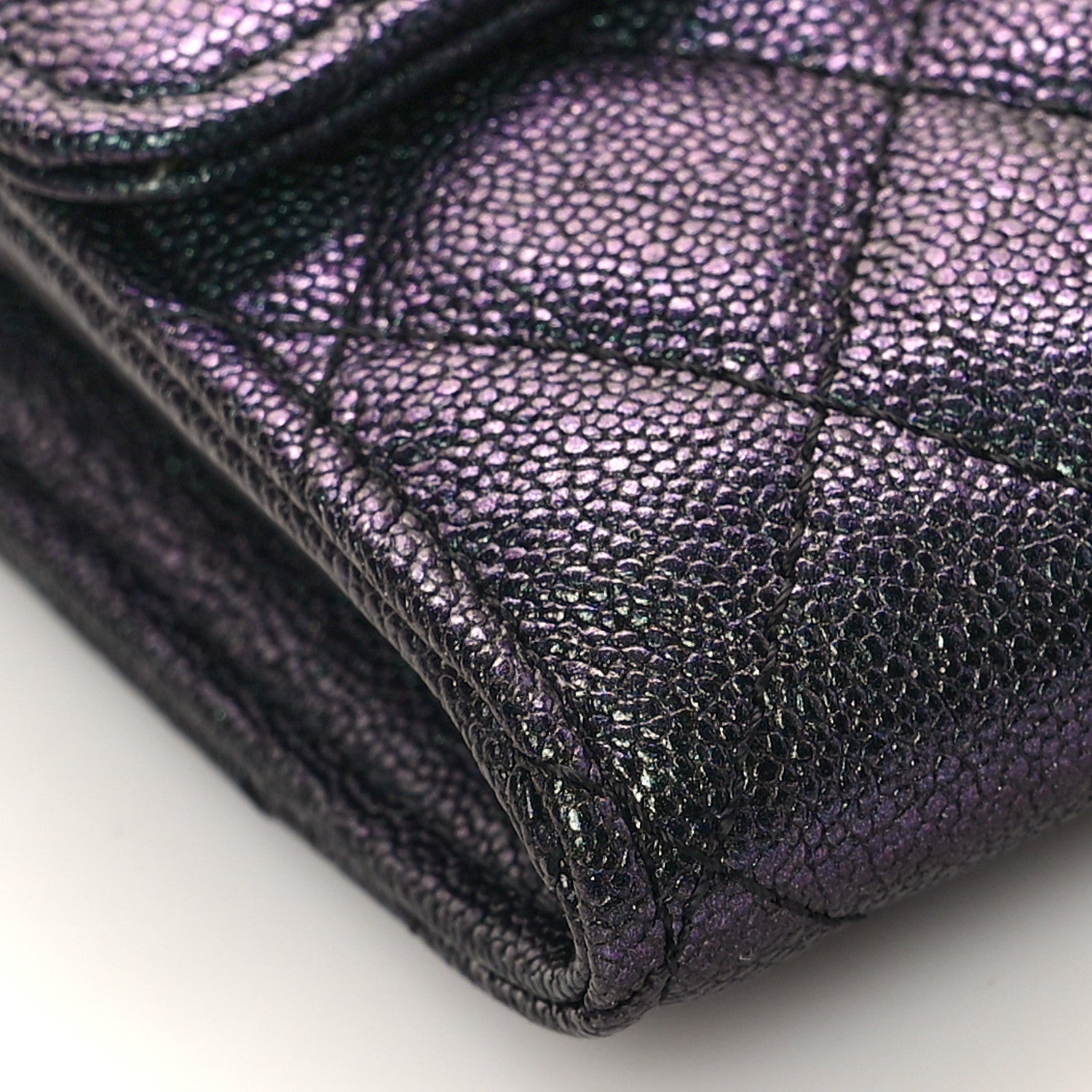 Chanel Iridescent Caviar Quilted Large Gusset Flap Wallet Black 8 of 10