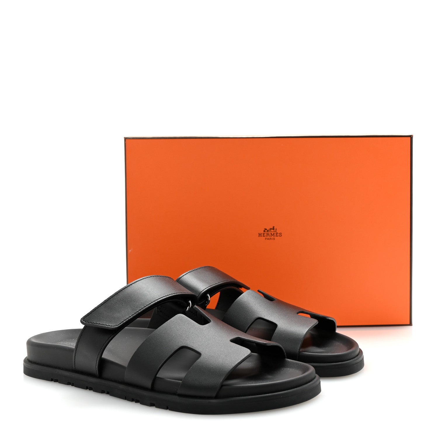 Hermes Calfskin Womens Chypre Sandals 39 Black 10 of 10