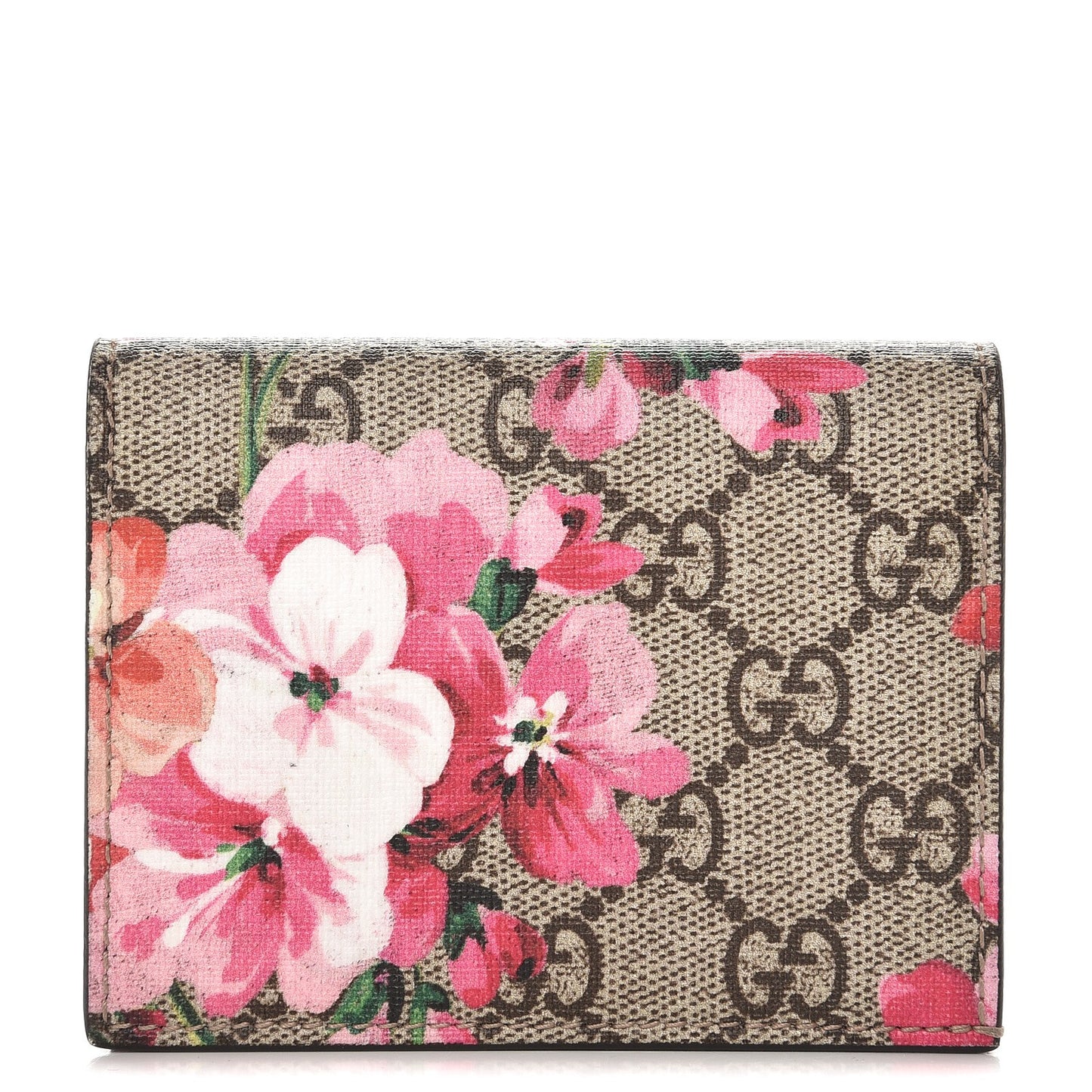 GG Supreme Monogram Blooms Card Case Beige Multicolor Dry Rose
