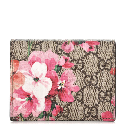 Gucci GG Supreme Monogram Blooms Card Case Beige Multicolor Dry Rose 1 of 8