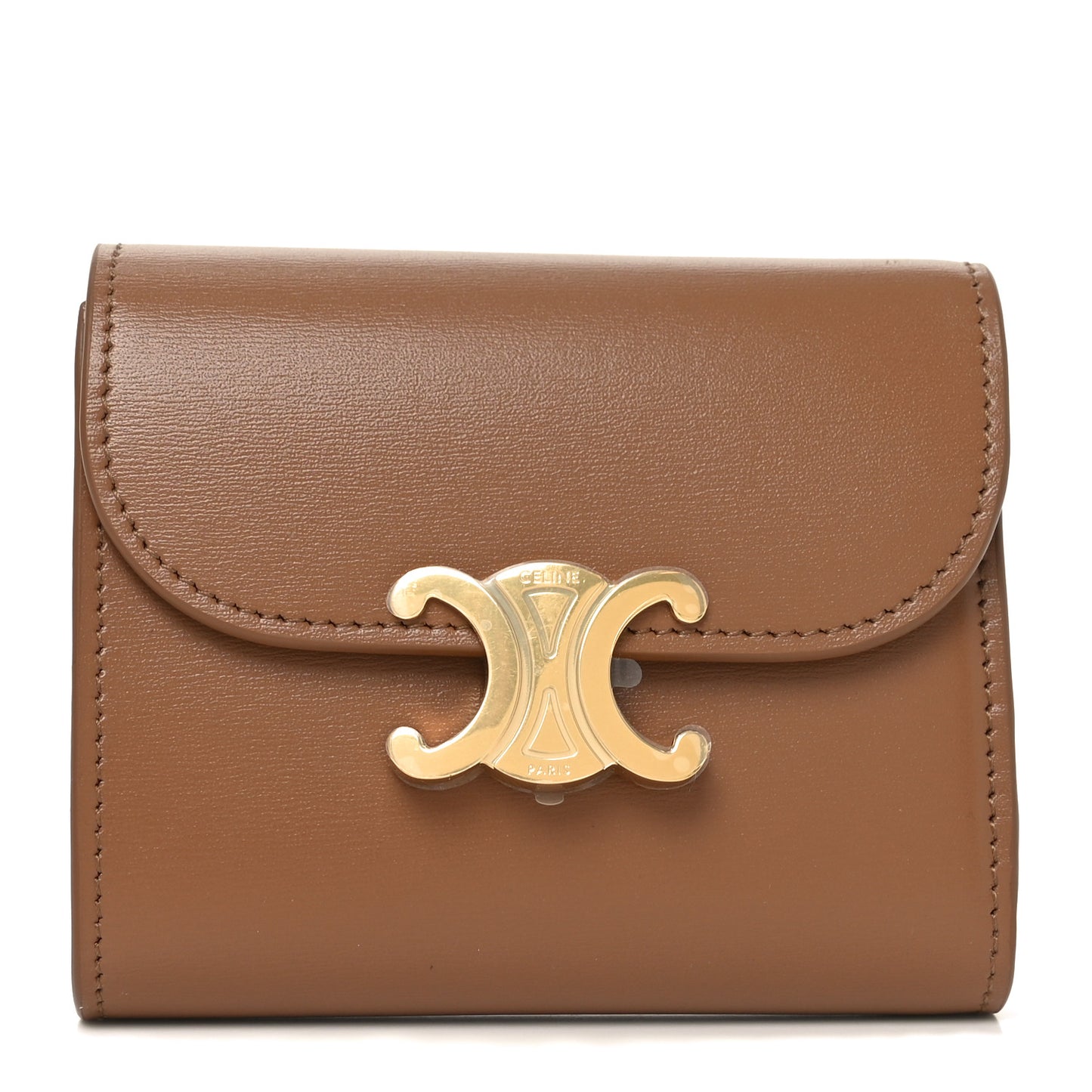 Shiny Calfskin Small Triomphe Wallet Pebble