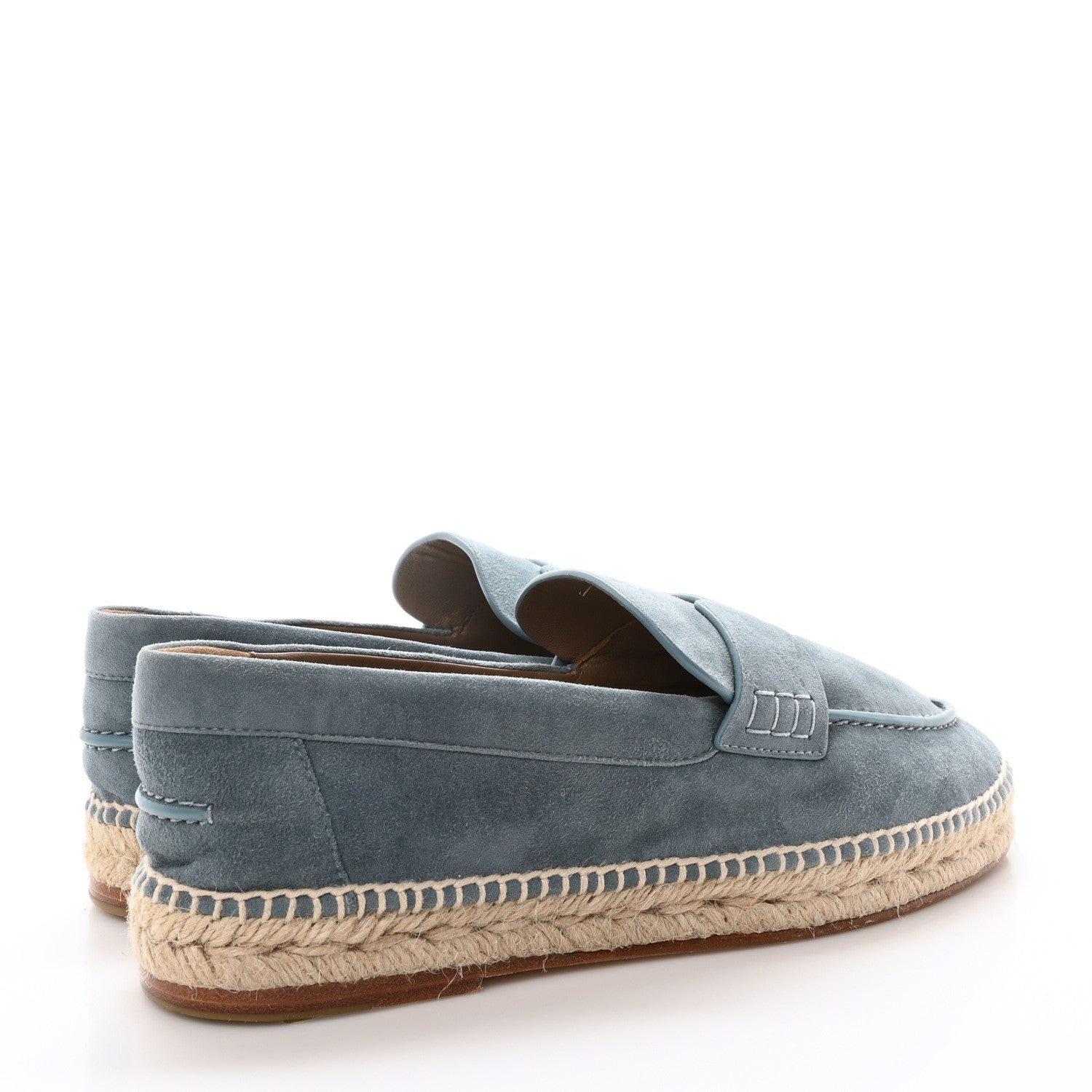Hermes Suede Goatskin Womens Trip Espadrilles 38 Bleu Pinede 5 of 8