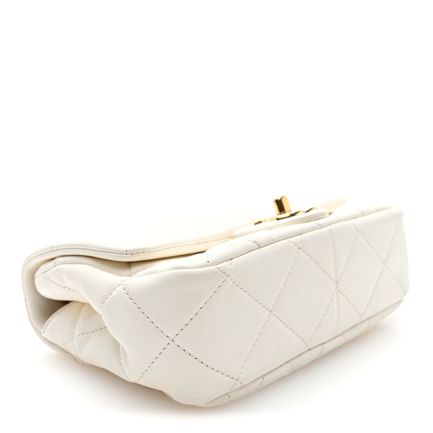 Chanel Lambskin Metal Quilted Mini Top Handle Square Flap White 4 of 10