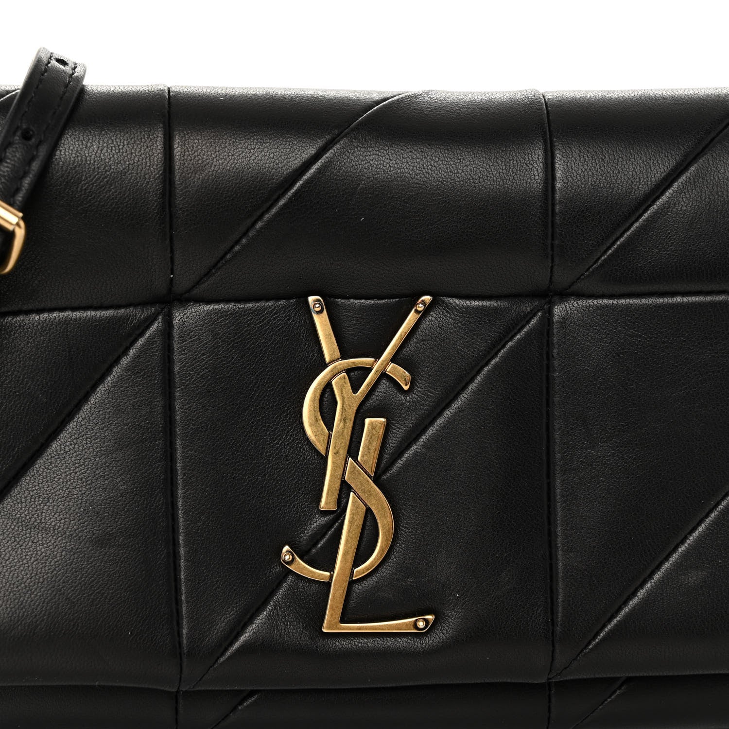 Saint Laurent Lambskin Patchwork Monogram Jamie Chain Wallet Black 8 of 10