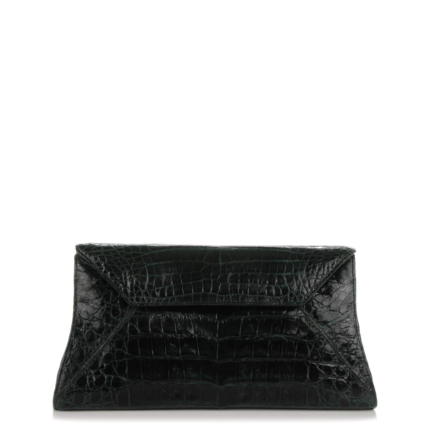 Crocodile Envelope Clutch Dark Green