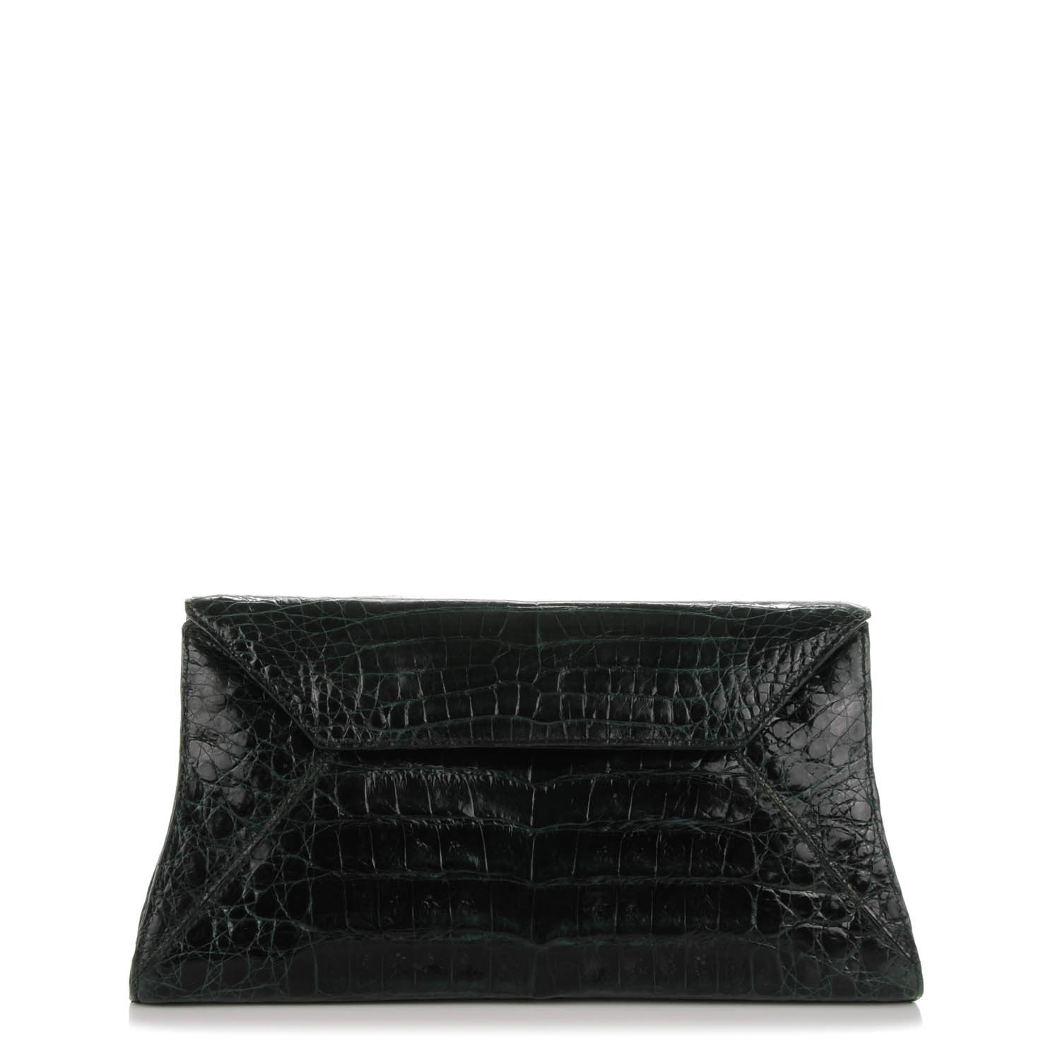 Nancy Gonzalez Crocodile Envelope Clutch Dark Green 1 of 7