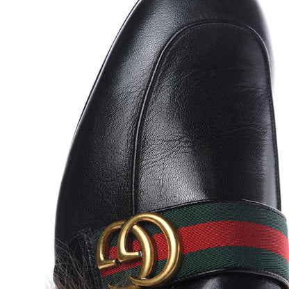 Gucci Goatskin Fur Web GG Mens Princetown Slippers 7 Black 8 of 9