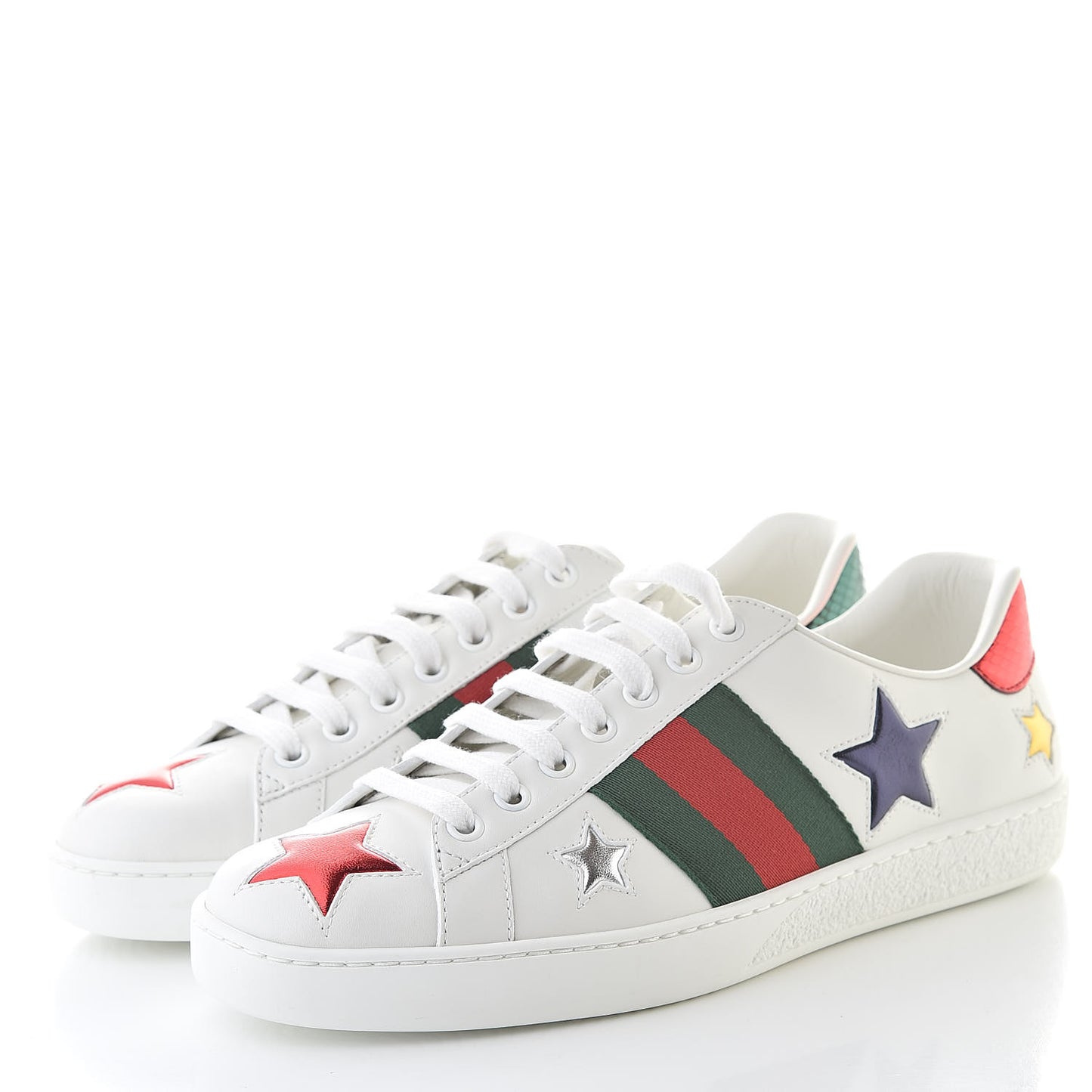Calfskin Ayers Web Star Embroidered Mens Ace Sneakers 5.5 White Multi