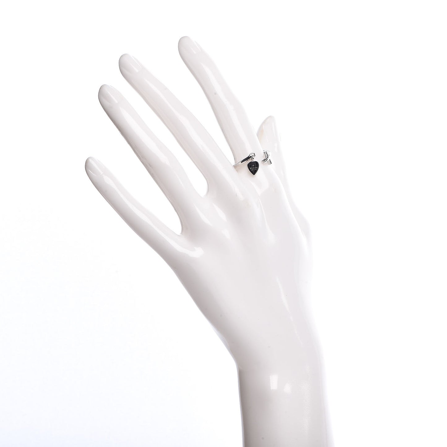18K White Gold Cross and Heart Ring 54 6.75