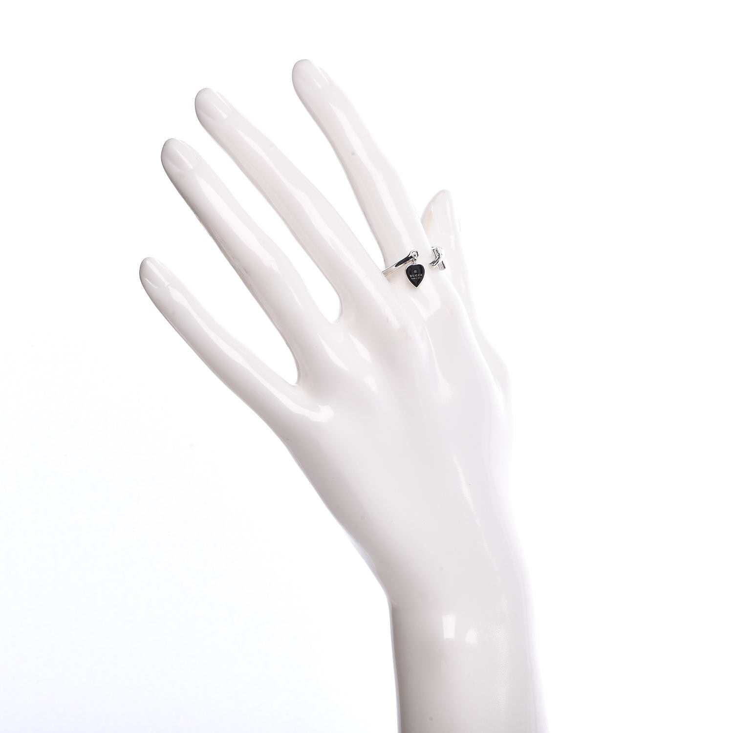 Gucci 18K White Gold Cross and Heart Ring 54 6.75 2 of 7