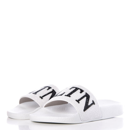 Valentino Garavani Rubber Swarovski VLTN Pool Slide Sandals 39 White 3 of 8