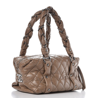 Chanel Distressed Lambskin Lady Braid Small Tote Taupe 3 of 15